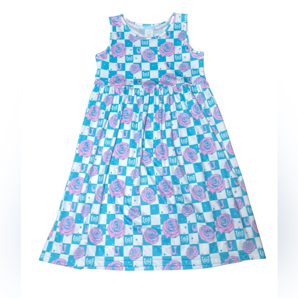 Vive la Fete Floral Checkered Sleeveless Dress big kids S
